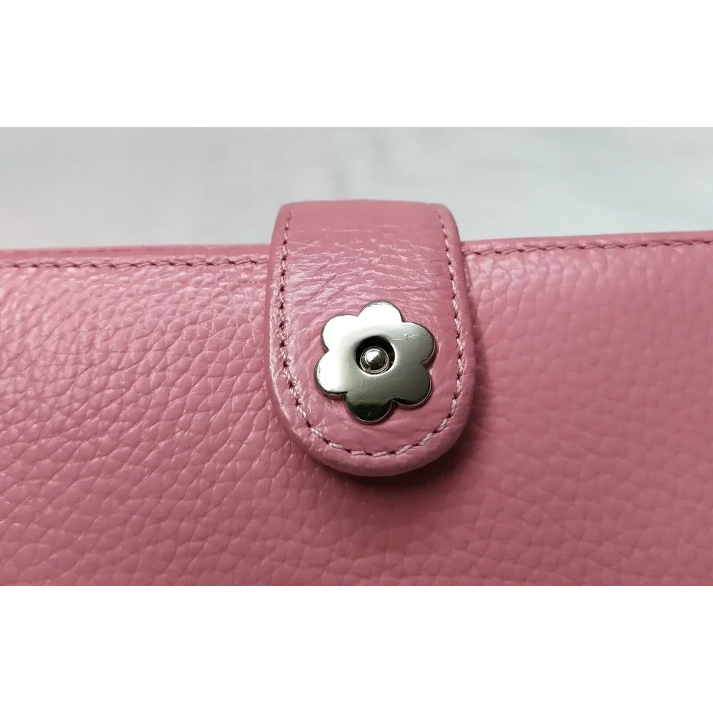 B.T.Rose Pink Pebbled Leather Credit Card ID Window Bifold Wallet
